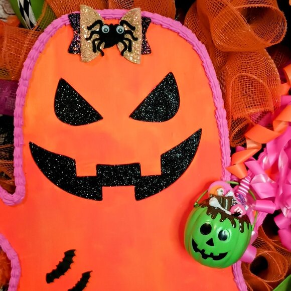 Halloween Wreath, Halloween Door Wreath, Halloween Front Door Wreath, Fall - Picture 2 of 8